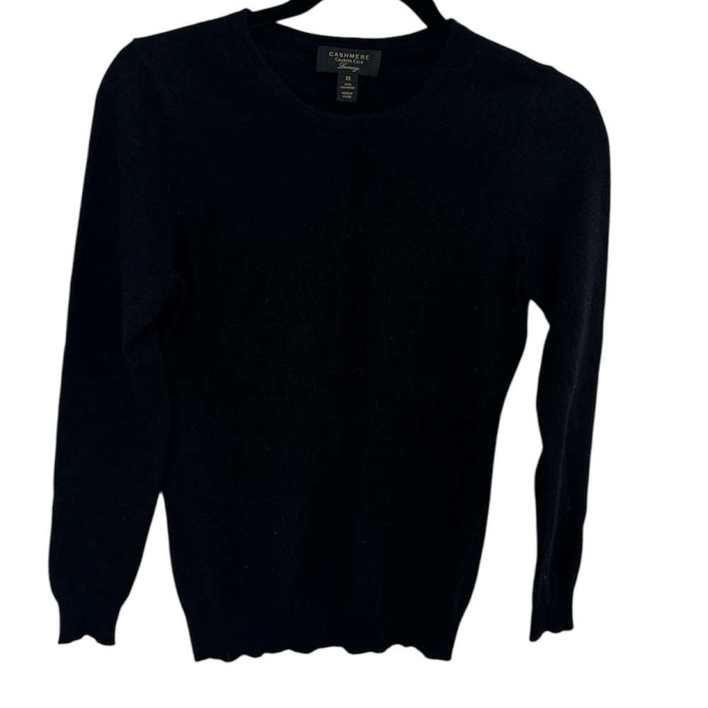Charter Club 100% cashmere black crewneck long sleeve classic cozy sweater XS